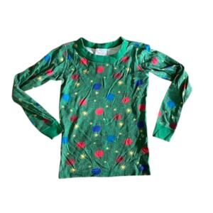 Hanna Andersson Green Christmas Tree Print Pajama Top Boy's Sz 6-7